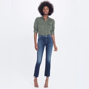 MOTHER Rascal Ankle Fray Jeans Size 26 Moonlust Mid Rise Cropped